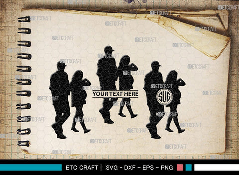 Pregnant Couple Monogram, Pregnant Couple Silhouette, Pregnant Couple SVG, Pregnant Svg, Husband And Wife Svg, SB00396 SVG ETC Craft 