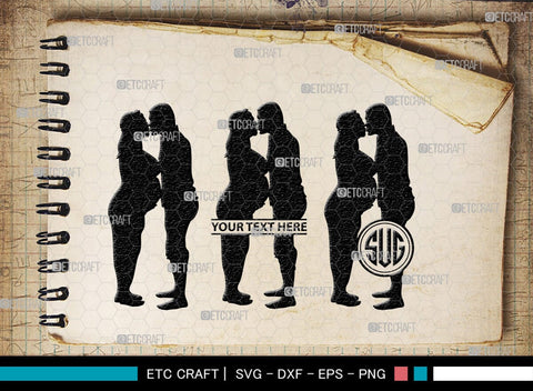 Pregnant Couple Monogram, Pregnant Couple Silhouette, Pregnant Couple SVG, Pregnant Svg, Husband And Wife Svg, SB00396 SVG ETC Craft 