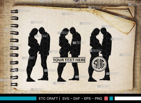 Pregnant Couple Monogram, Pregnant Couple Silhouette, Pregnant Couple SVG, Pregnant Svg, Husband And Wife Svg, SB00396 SVG ETC Craft 