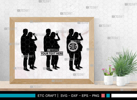 Pregnant Couple Monogram, Pregnant Couple Silhouette, Pregnant Couple SVG, Pregnant Svg, Husband And Wife Svg, SB00396 SVG ETC Craft 