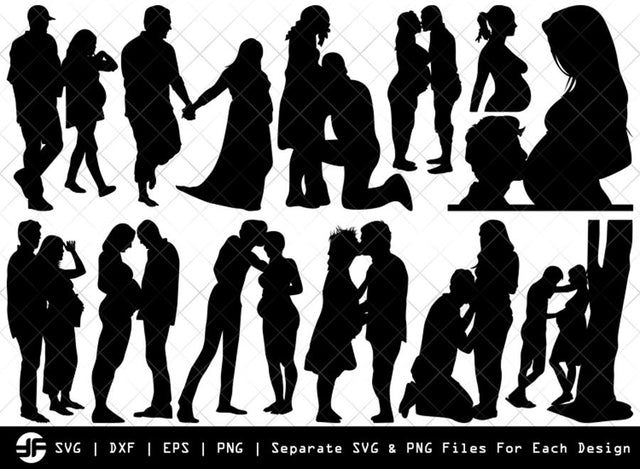 Pregnant Couple SVG | Silhouette Bundle | SVG Cut File SVG ETC Craft 