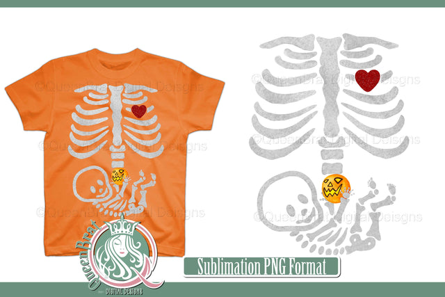 Pregnant Halloween Skeleton Sublimation Sublimation QueenBrat Digital Designs 