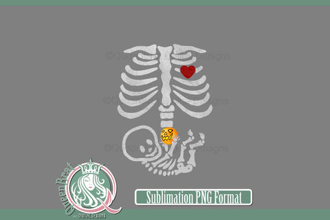 Pregnant Halloween Skeleton Sublimation Sublimation QueenBrat Digital Designs 