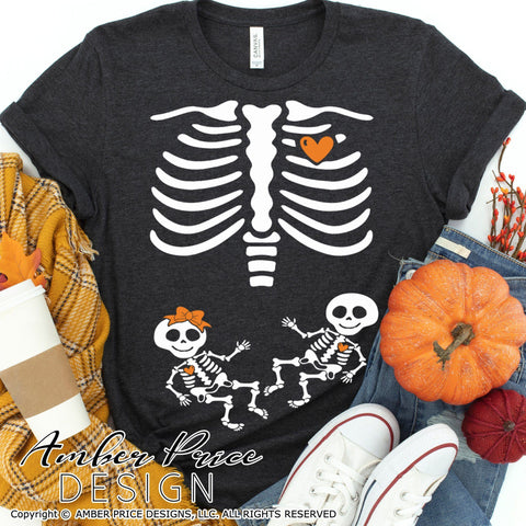 Pregnant Skeleton SVG | Halloween Pregnancy SVG PNG DXF SVG Amber Price Design 