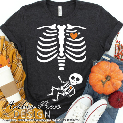 Pregnant Skeleton SVG | Halloween Pregnancy SVG PNG DXF SVG Amber Price Design 