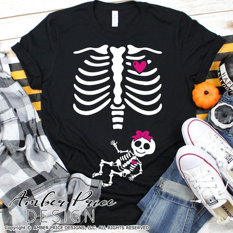 Pregnant Skeleton SVG | Halloween Pregnancy SVG PNG DXF SVG Amber Price Design 