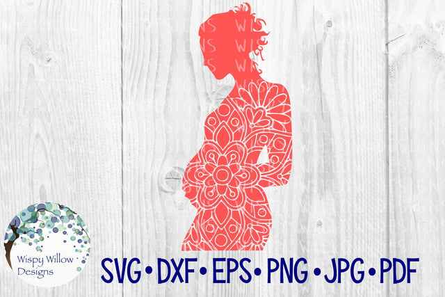Pregnant Woman Floral Mandala SVG Wispy Willow Designs 