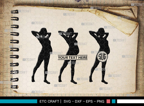 Pregnant Woman Monogram, Pregnant Woman Silhouette, Pregnant Woman SVG, Pregnant Lady Svg, Pregnancy Svg, Pregnant Mom Svg, SB00397 SVG ETC Craft 