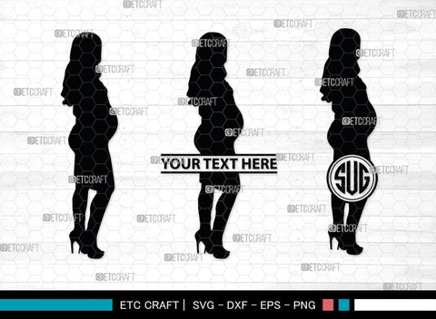 Pregnant Woman Monogram, Pregnant Woman Silhouette, Pregnant Woman SVG, Pregnant Lady Svg, Pregnancy Svg, Pregnant Mom Svg, SB00397 SVG ETC Craft 