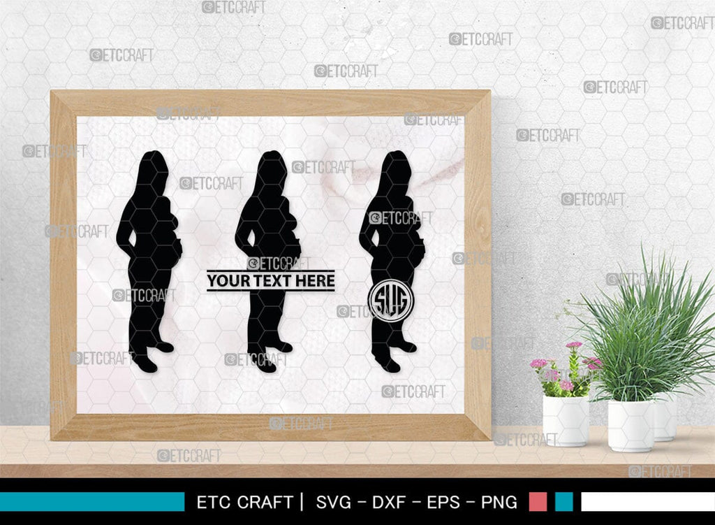 Pregnant Woman Monogram Pregnant Woman Silhouette Pregnant Woman Svg