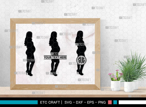 Pregnant Woman Monogram, Pregnant Woman Silhouette, Pregnant Woman SVG, Pregnant Lady Svg, Pregnancy Svg, Pregnant Mom Svg, SB00397 SVG ETC Craft 