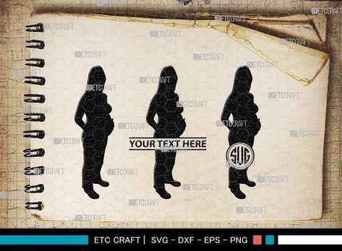 Pregnant Woman Monogram, Pregnant Woman Silhouette, Pregnant Woman SVG, Pregnant Lady Svg, Pregnancy Svg, Pregnant Mom Svg, SB00397 SVG ETC Craft 