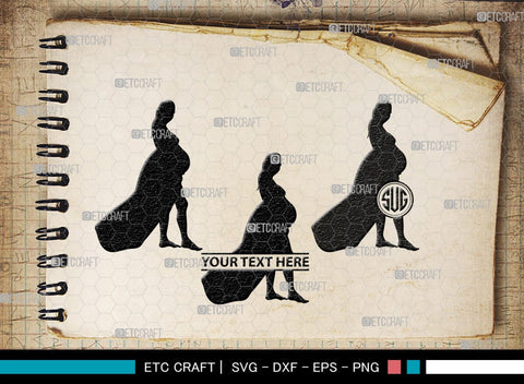 Pregnant Woman Monogram, Pregnant Woman Silhouette, Pregnant Woman SVG, Pregnant Lady Svg, Pregnancy Svg, Pregnant Mom Svg, SB00397 SVG ETC Craft 