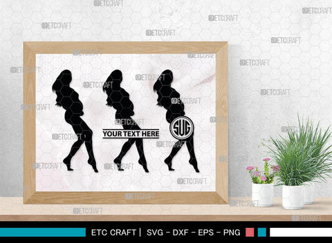 Pregnant Woman Monogram, Pregnant Woman Silhouette, Pregnant Woman SVG, Pregnant Lady Svg, Pregnancy Svg, Pregnant Mom Svg, SB00397 SVG ETC Craft 