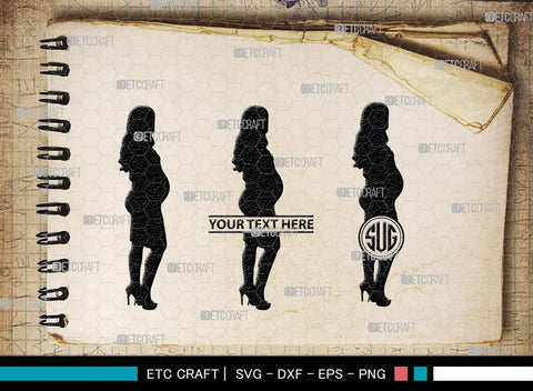 Pregnant Woman Monogram, Pregnant Woman Silhouette, Pregnant Woman SVG, Pregnant Lady Svg, Pregnancy Svg, Pregnant Mom Svg, SB00397 SVG ETC Craft 