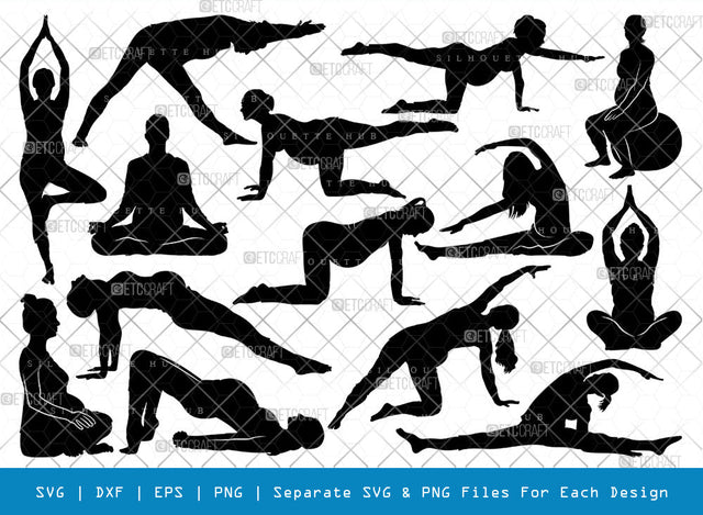 Pregnant Yoga Mom SVG, Pregnant Yoga Mom Silhouette, Pregnant Svg, Yoga Svg, Yoga Women Svg, Gym Svg, Pregnant Yoga Mom Bundle SVG ETC Craft 