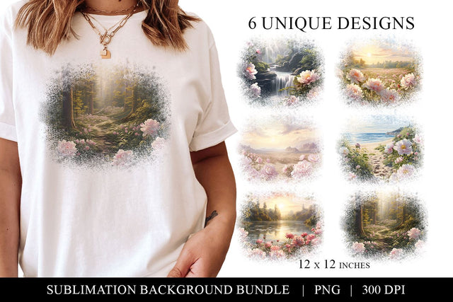 Premium Assorted Floral Nature Sublimation Background PNG's Sublimation BijouBay 