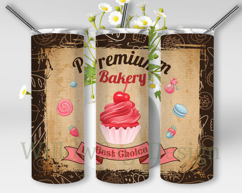 Premium Bakery Best Choice Tumbler Design, Cupcake 20oz Skinny Tumbler, Sweet Cupcake Tumbler Png, Bakery Sublimation Design, Digital Download Sublimation WillowSageDesign 