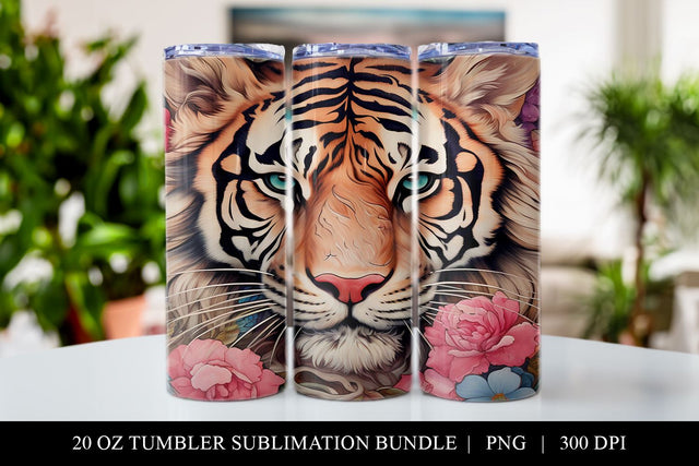 Premium Quality Tiger 20 oz Skinny Tumbler Sublimation PNG Sublimation BijouBay 