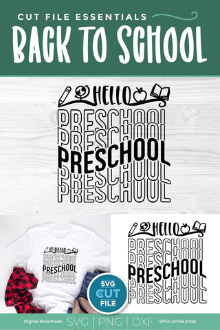 Preschool svg, Preschooler svg, Pre-school teacher svg, Pre-schooler svg, Pre-school svg, Teacher svg, Back to School, mirror font repeat SVG SVG Cut File 