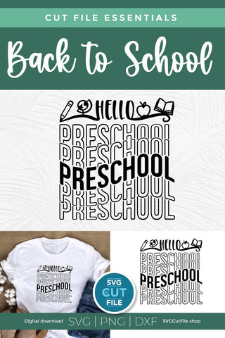 Preschool svg, Preschooler svg, Pre-school teacher svg, Pre-schooler svg, Pre-school svg, Teacher svg, Back to School, mirror font repeat SVG SVG Cut File 