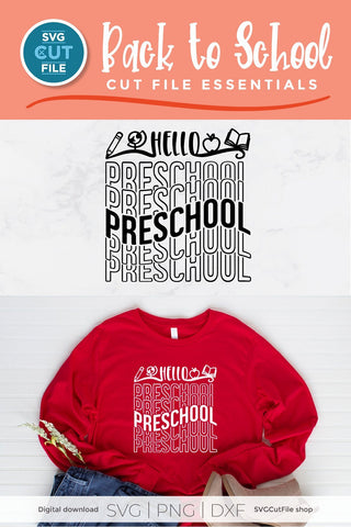 Preschool svg, Preschooler svg, Pre-school teacher svg, Pre-schooler svg, Pre-school svg, Teacher svg, Back to School, mirror font repeat SVG SVG Cut File 