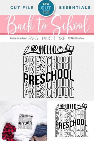 Preschool svg, Preschooler svg, Pre-school teacher svg, Pre-schooler svg, Pre-school svg, Teacher svg, Back to School, mirror font repeat SVG SVG Cut File 