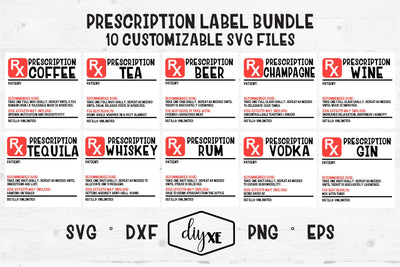 Prescription Label Bundle SVG DIYxe Designs