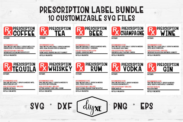 Prescription Label Bundle SVG DIYxe Designs