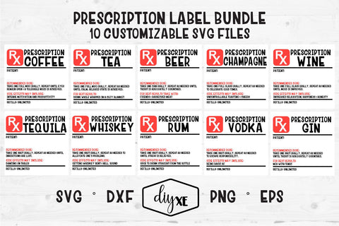 Prescription Label Bundle SVG DIYxe Designs