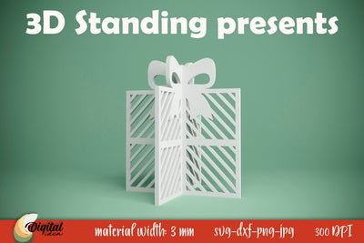 Present SVG. 3D Standing Present. Christmas Gift Laser Cut SVG Evgenyia Guschina 
