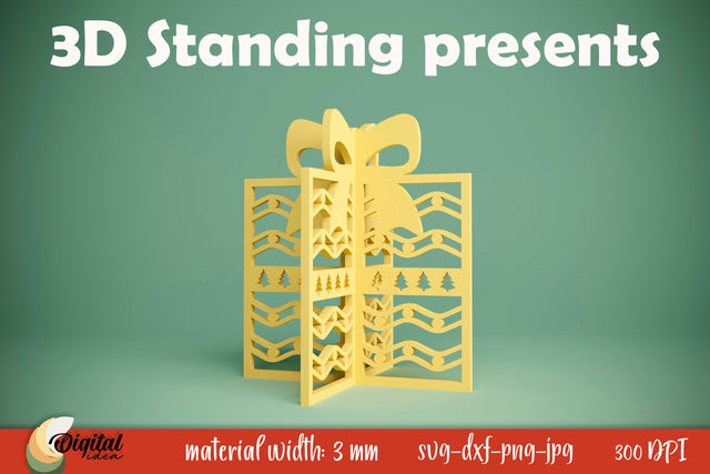 Present SVG. 3D Standing Present. Christmas Gift Laser Cut SVG Evgenyia Guschina 