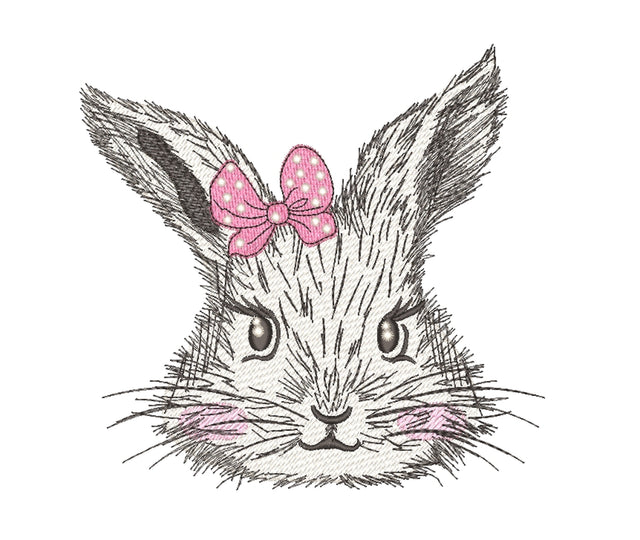 Pretty Bunny Embroidery Design, Easter Embroidery File, 4 sizes Embroidery/Applique DESIGNS Nino Nadaraia 