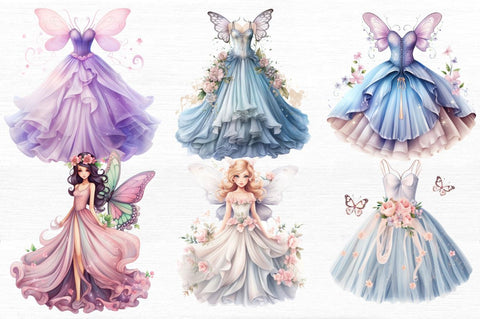 Pretty Fairy Dress Clipart Bundle Sublimation Regulrcrative 