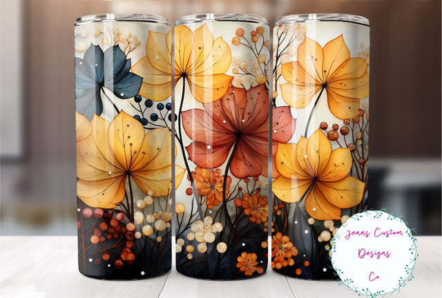 Pretty Fall Leaves 20 oz Skinny Tumbler Sublimation Design Digital Download PNG Instant DIGITAL ONLY, Straight tumbler wrap. Sublimation Jenn Driscoll 