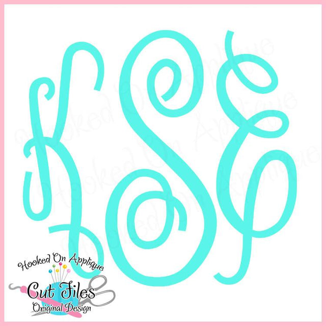 Pretty Monogram SVG DXF EPS Font Cut File SVG Hooked On Applique