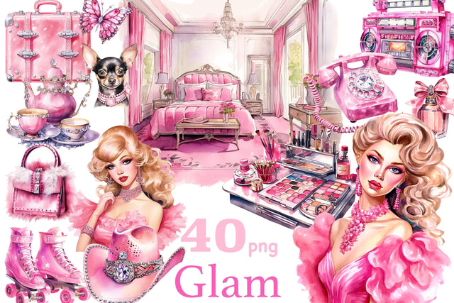 Pretty Pink Girly Clipart Set | Pink Planner Clipart SVG GlamArtZhanna 