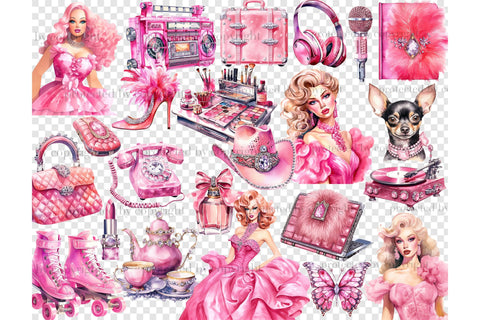 Pretty Pink Girly Clipart Set | Pink Planner Clipart SVG GlamArtZhanna 