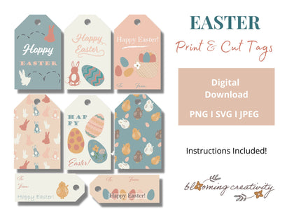 Pretty Print and Cut Easter Basket Tags Printable Easter Tags SVG Alexis Glenn 