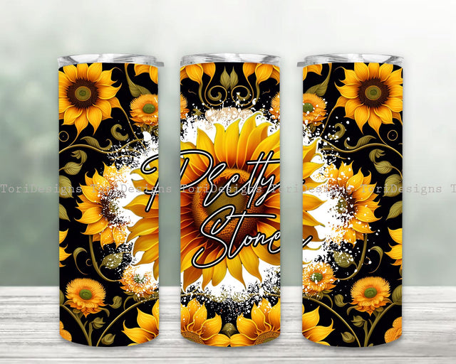 Pretty Stoner Tumbler Design, 20 oz Skinny Tumbler Design, Digital Download, Stoner Girl, Sunflower 20oz Skinny Straight Tumbler Design Sublimation ToriDesigns 
