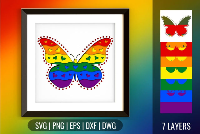 Pride Butterfly Shadowbox SVG SVG SvgOcean 