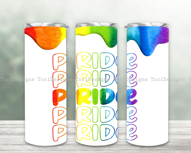 Pride LGBT Tumbler Wrap PNG, 20 oz Skinny Tumbler Gay Pride Flag Rainbow Black Glitter Sublimation Design Straight Tapered Template Sublimation ToriDesigns 