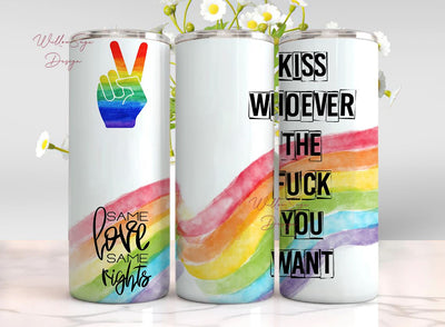 Pride LGBT Tumbler Wrap PNG, 20 oz Skinny Tumbler Gay Pride Flag Rainbow Black Glitter Sublimation Design Sublimation WillowSageDesign 