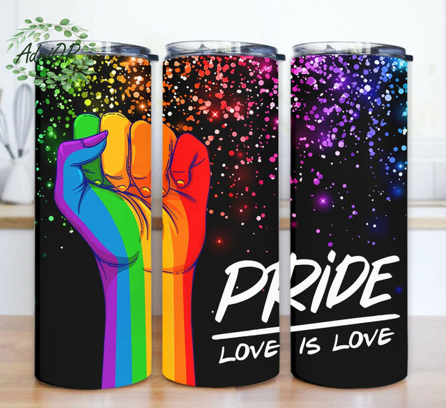 Pride Love Is Love Tumbler Design, LGBTQ Pride 20oz Skinny Tumbler, Gay Pride Tumbler Png, LGBT Tumbler Template, Instant Download Sublimation AdriOP 