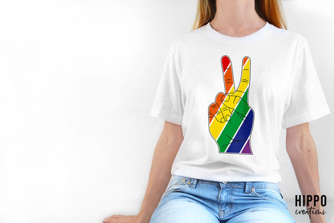 Pride Peace Sign Gay Pride SVG SVG Hippo Creations 