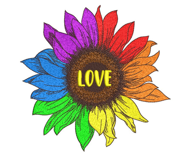 Pride Sunflower Rainbow Embroidery Design, 4 sizes Embroidery/Applique DESIGNS Nino Nadaraia 