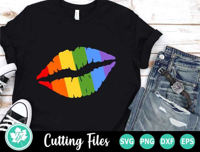 Pride SVG | Gay Pride SVG | Rainbow Lips SVG SVG TrueNorthImagesCA 