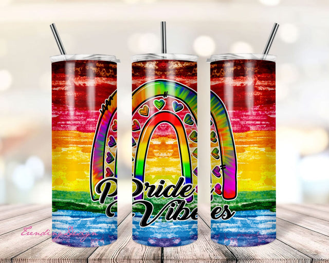 Pride Vibes 20oz Skinny Tumbler Wrap, LGBTQ Tumblers Sublimation Designs, PNG Files For Sublimation, Instant Download Sublimation TrendingDesign 