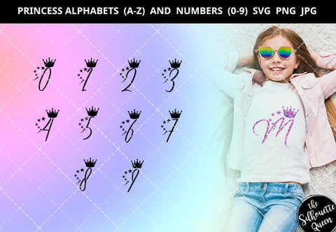 Princess alphabet a-z svg, princess number 0-9 svg, alphabet clipart, letters svg font, cut files for cricut, cut files for cricut SVG Loveleen Kaur 
