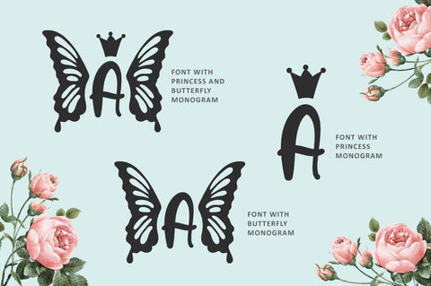 Princess Butterfly Monogram Font Illushvara Design 